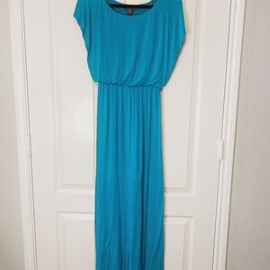 Copper Key Woman’s Long Dress elastic waistband Size S Teal Color
